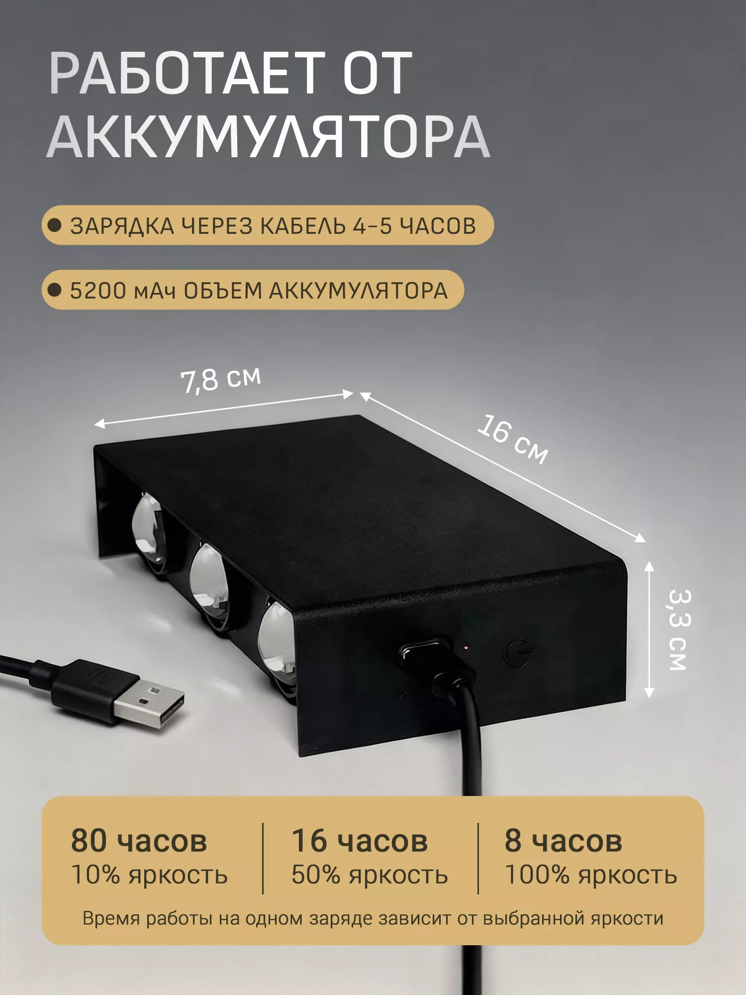 Светильник светодиодный со встроенным аккумулятором IQ Life LED Line Comfort Lense Black